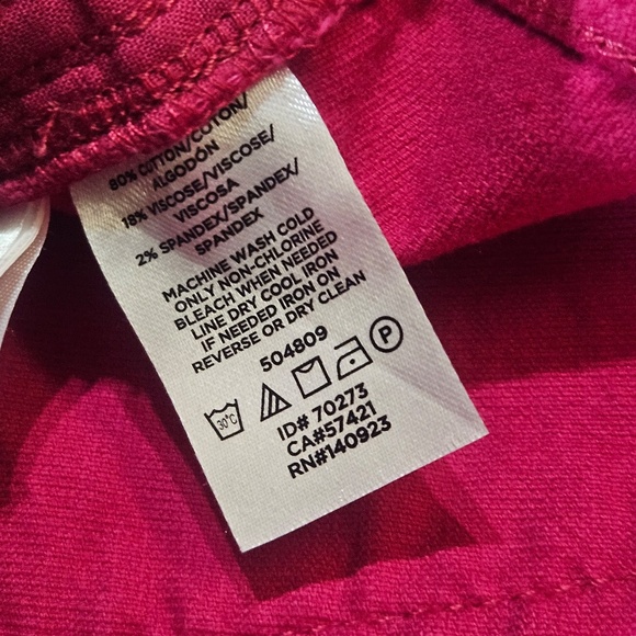 LOFT Velour Pants Womens 4 Hot Pink Skinny Stretch Five Pocket Zip Fly 27 Casual - Picture 5 of 7